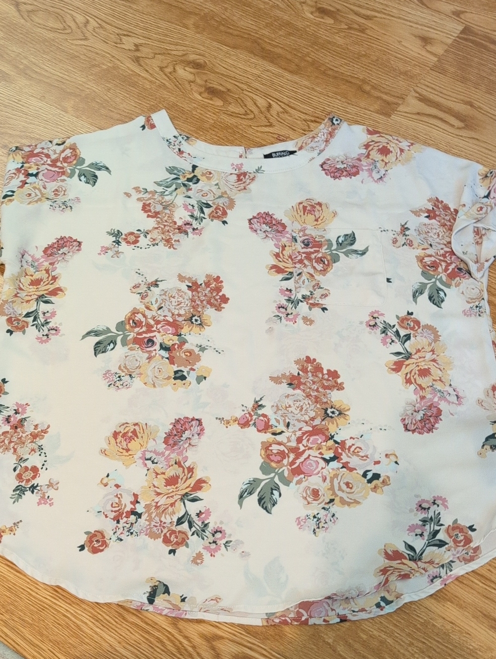 Buffalo David Bitton Women's Floral Short-Sleeve Dressy Topsize Large